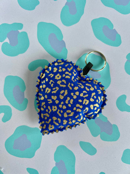 Blue and Gold Leopard Print-Pocket & Keys Duo