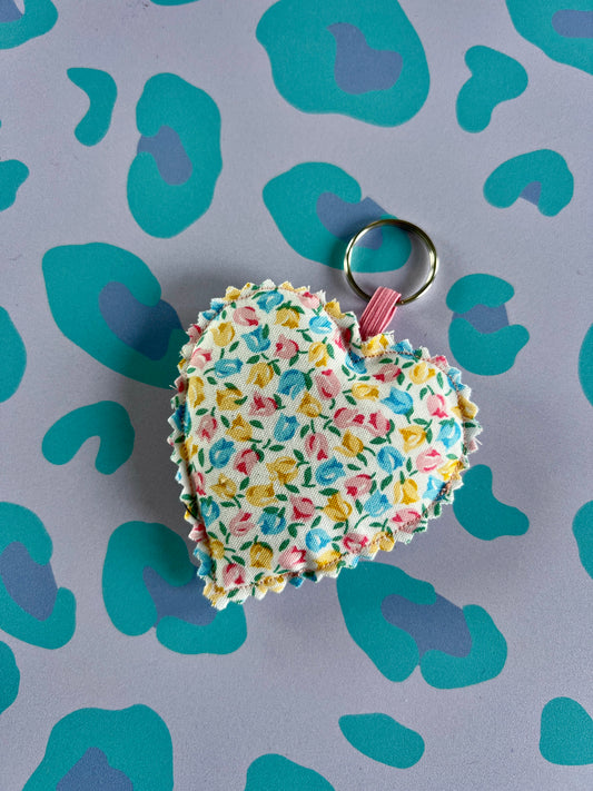 Liberty Tiny Tulips Fabric Heart Keyring (Limited Edition)