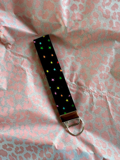 Vivid Rainbow Starry Wristlet Keychain