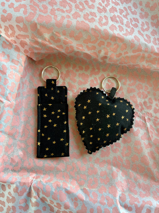 Black and Gold Starry Night- Pocket & Keys Duo
