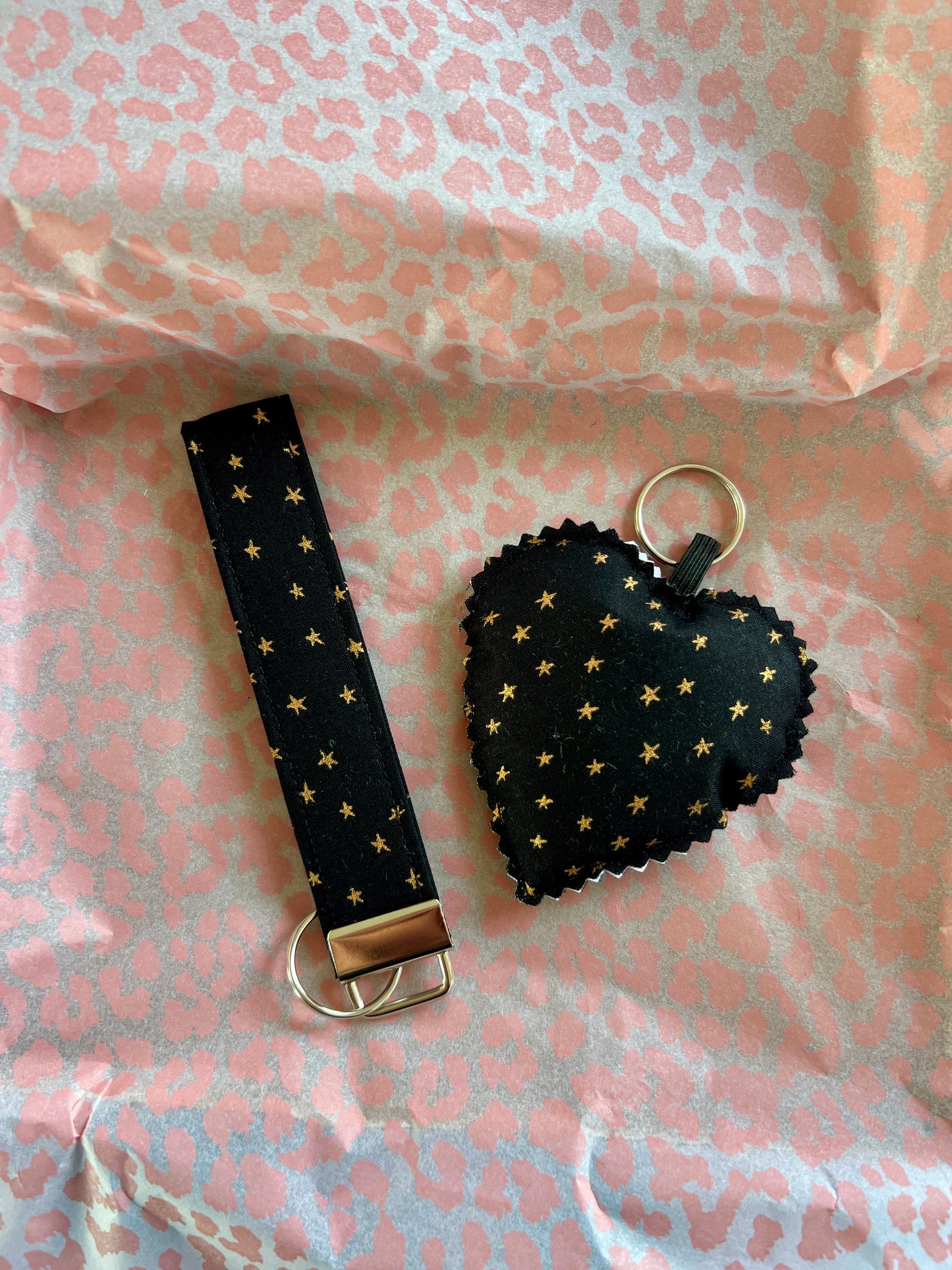 Black and Gold Starry- Keys & Wristlet Set