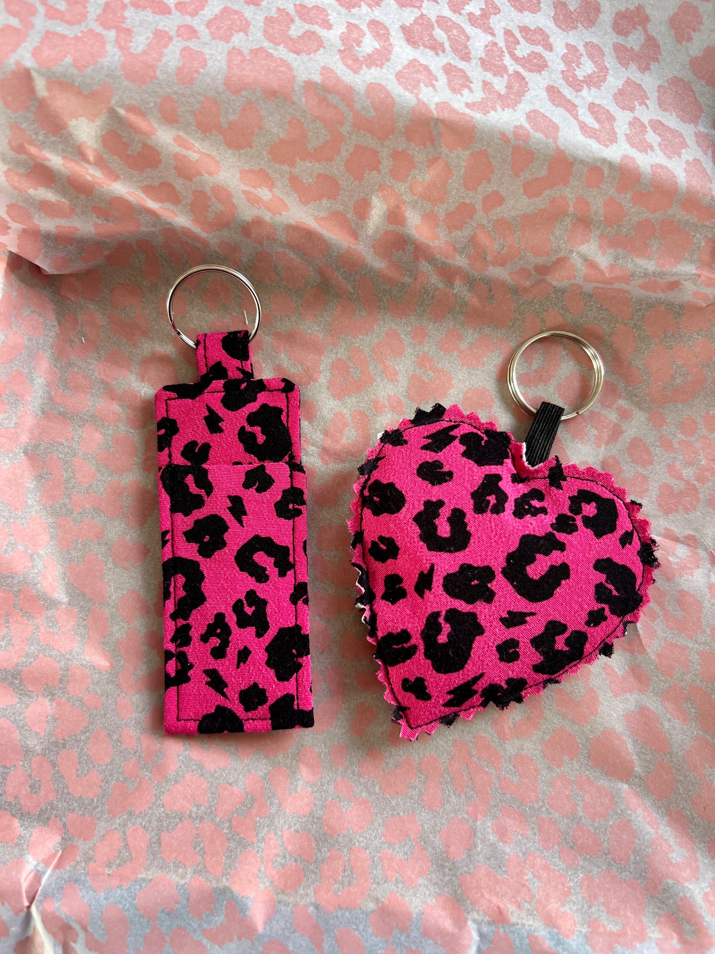 Raspberry Pink Leopard Print-Pocket & Keys Duo