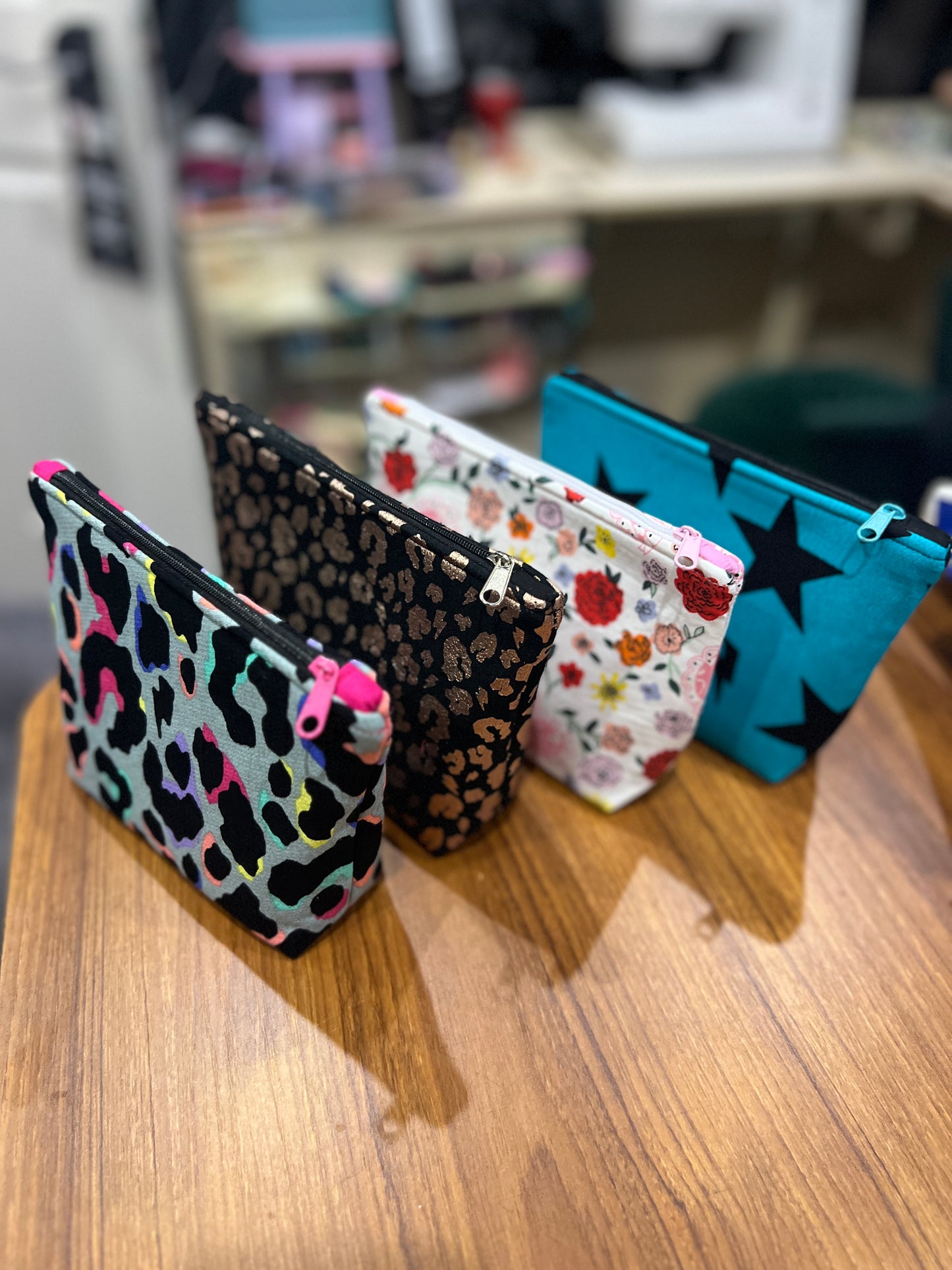 Khaki Rainbow Leopard Print  Mini Cosmetic Bag