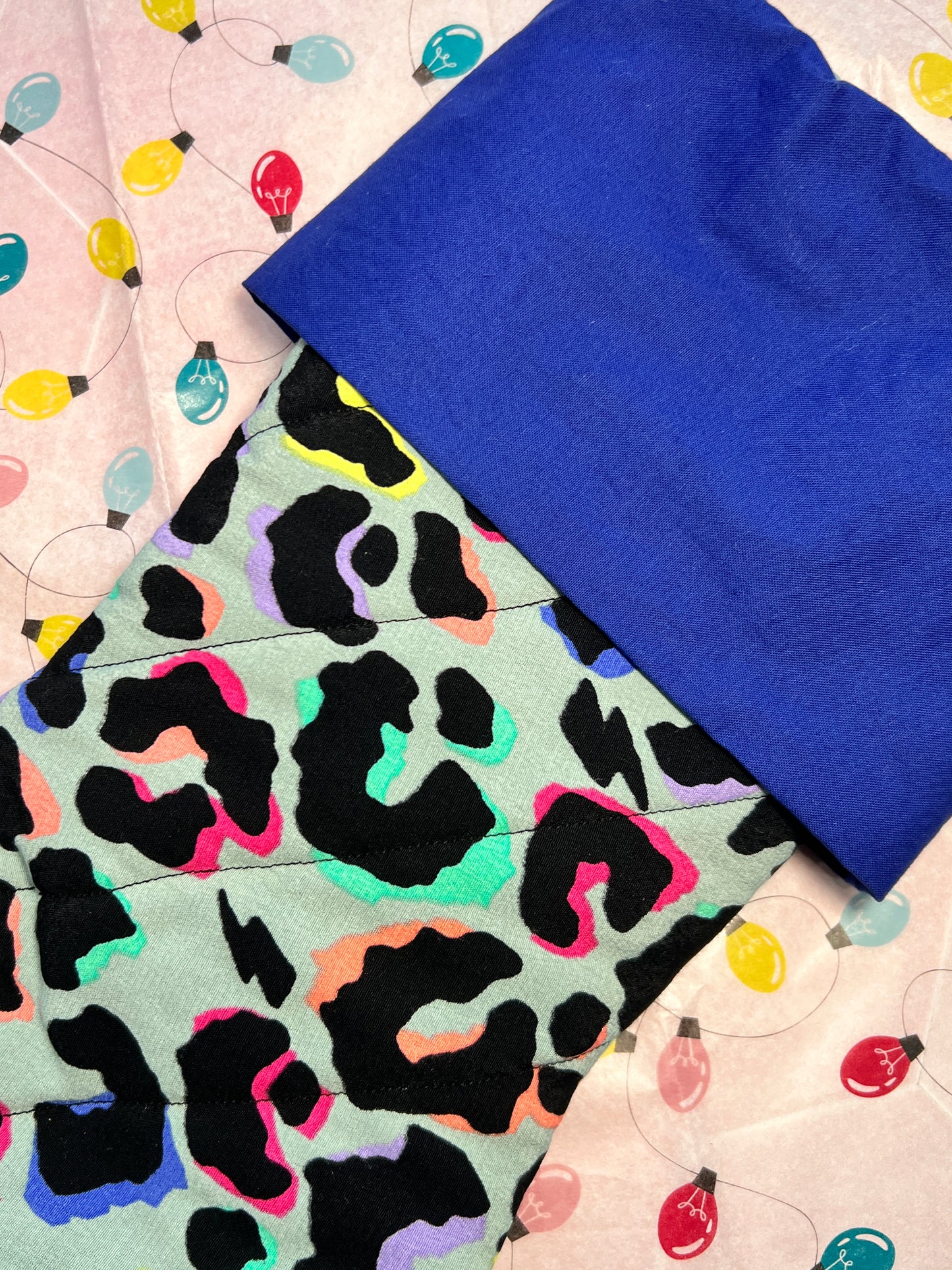 Khaki Rainbow Leopard Print Quilted Christmas Stocking Sample