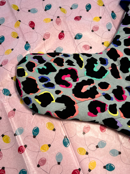 Khaki Rainbow Leopard Print Quilted Christmas Stocking Sample