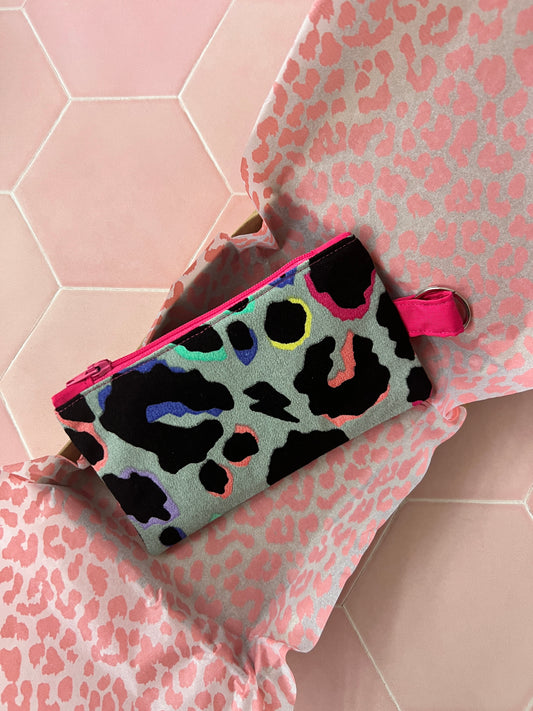 Khaki Rainbow Leopard Print Coin Purse