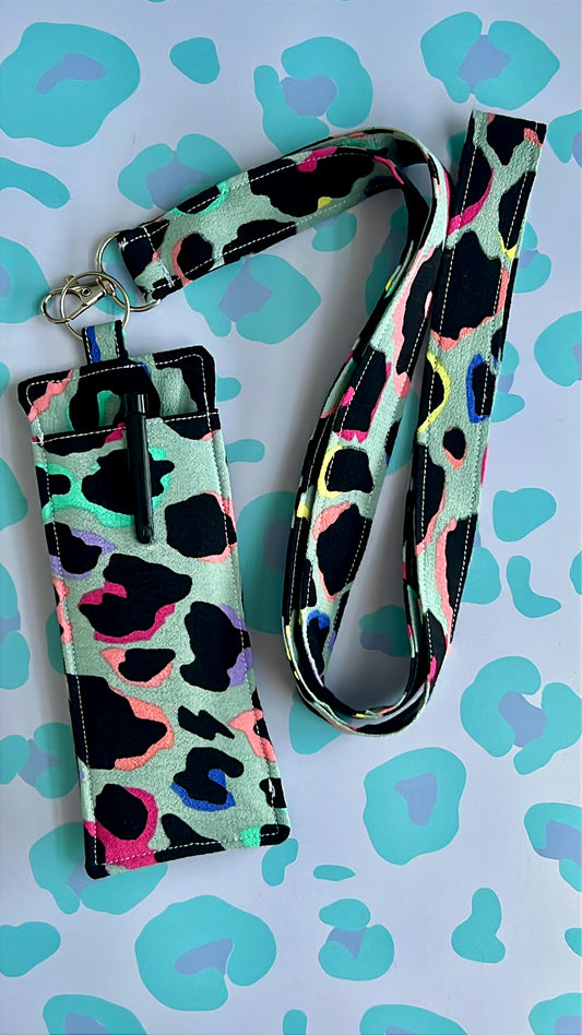 Khaki Rainbow Leopard Print Double Sided Pen Holder