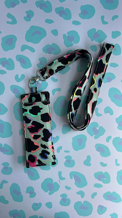 Khaki Rainbow Leopard Print Double Sided Pen and Glasses Holder