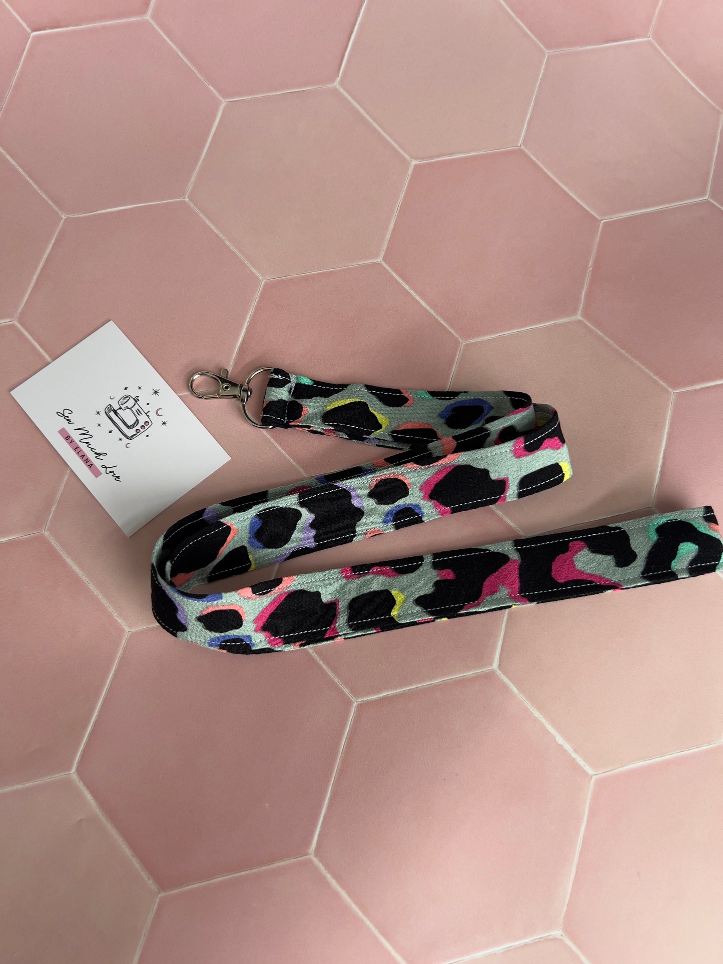 Khaki Rainbow Leopard Print Lanyard