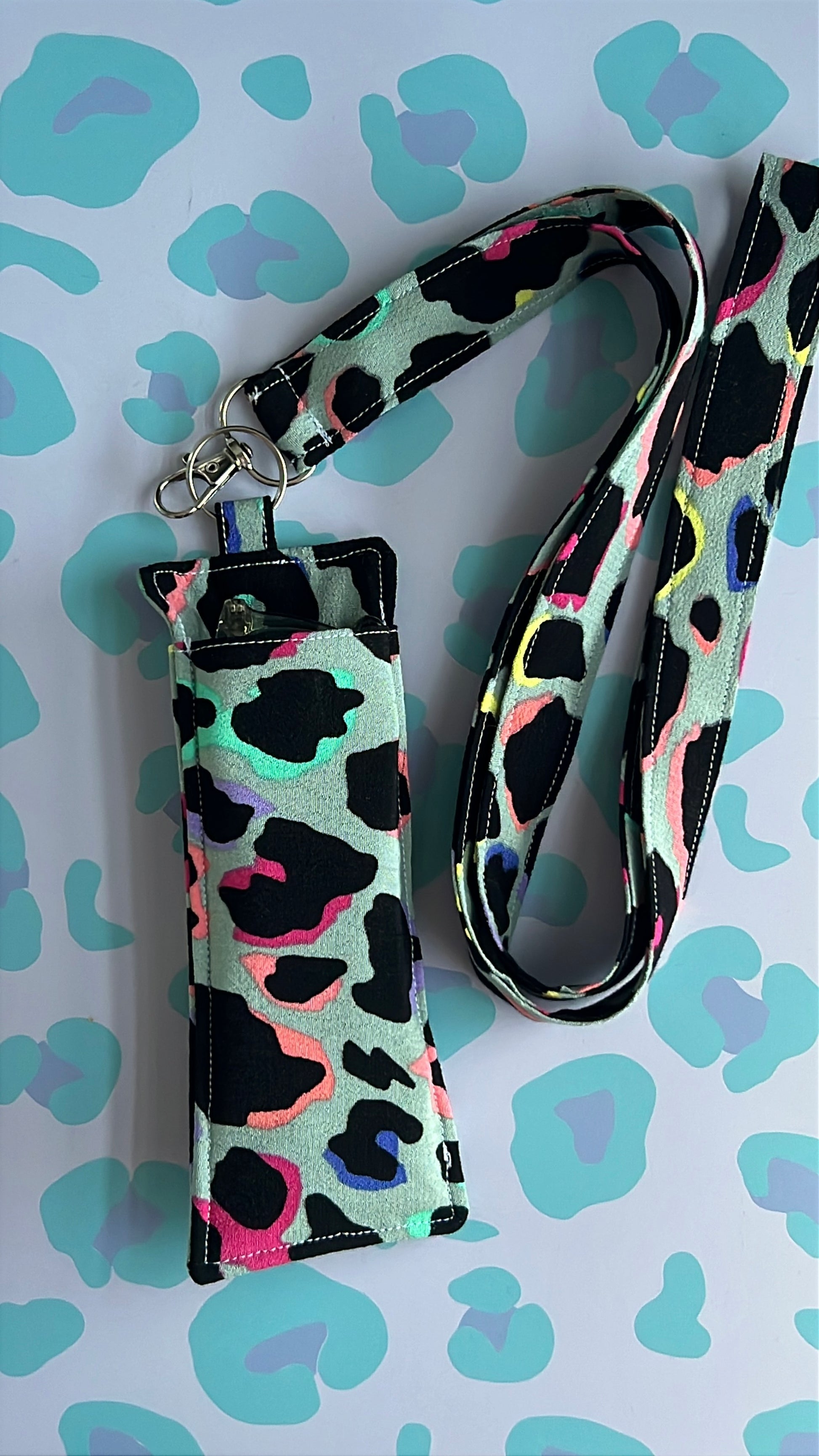 Khaki Rainbow Leopard Print Pen and Glasses Holder