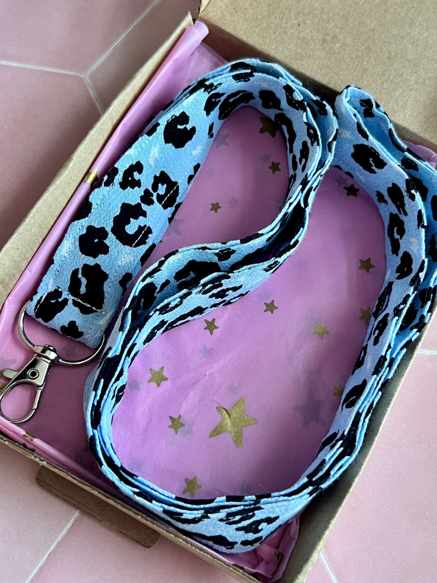 Light Blue Leopard Print Lanyard Bundle