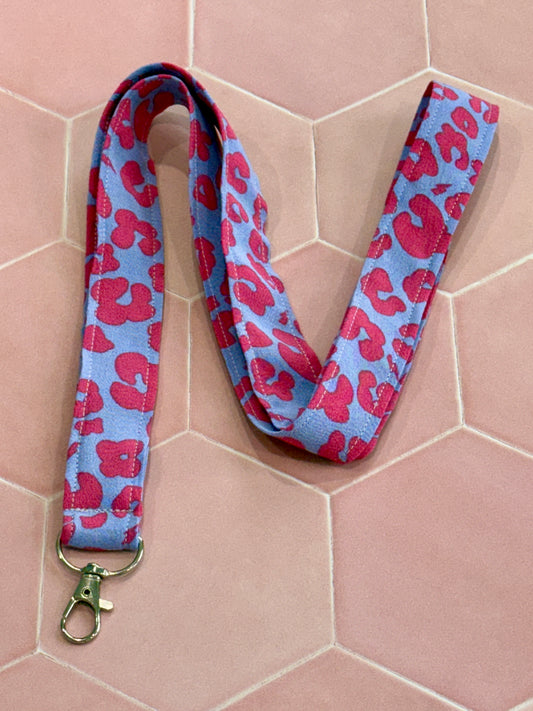 Lilac and Pink Leopard Print Lanyard