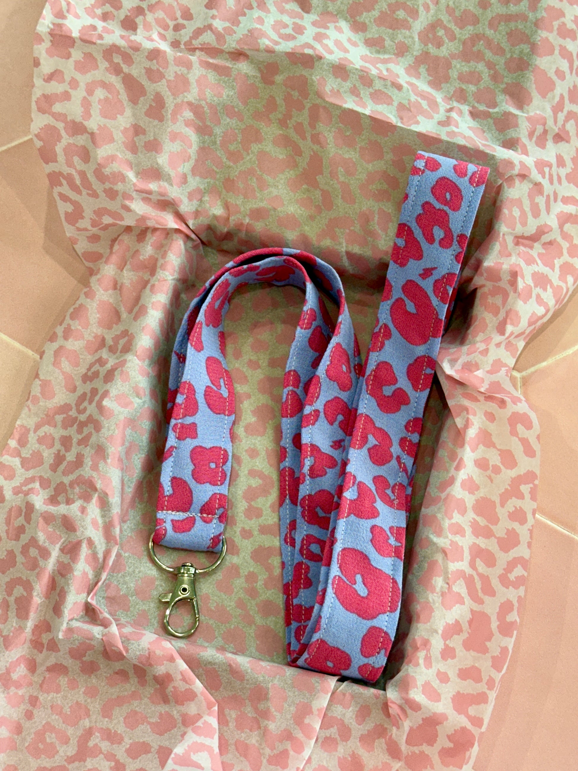 Lilac and Pink Leopard Print Lanyard