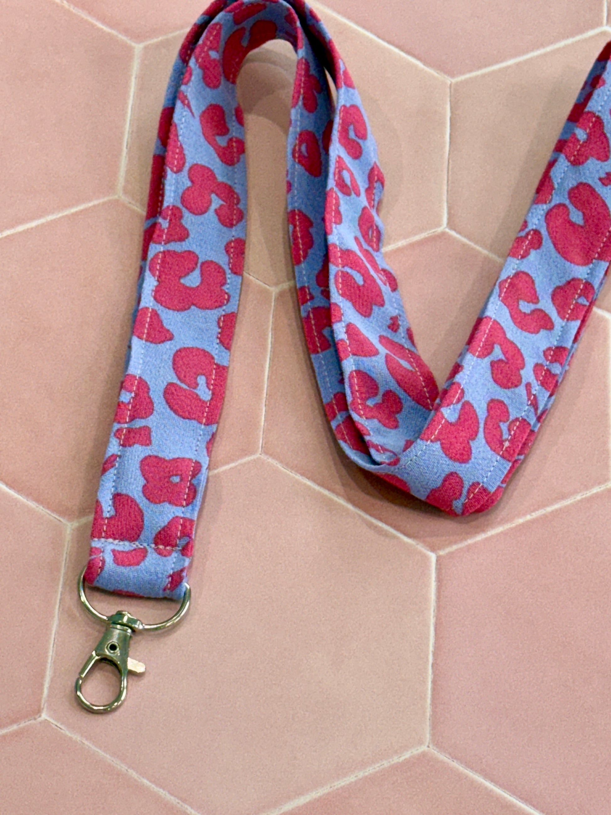 Lilac and Pink Leopard Print Lanyard