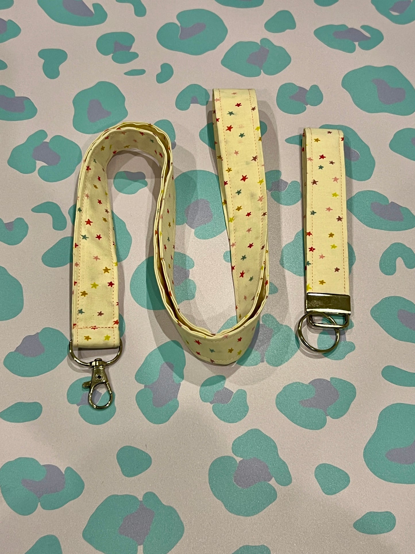 Rainbow Mini Star Wristlet Keychain and Lanyard Bundle