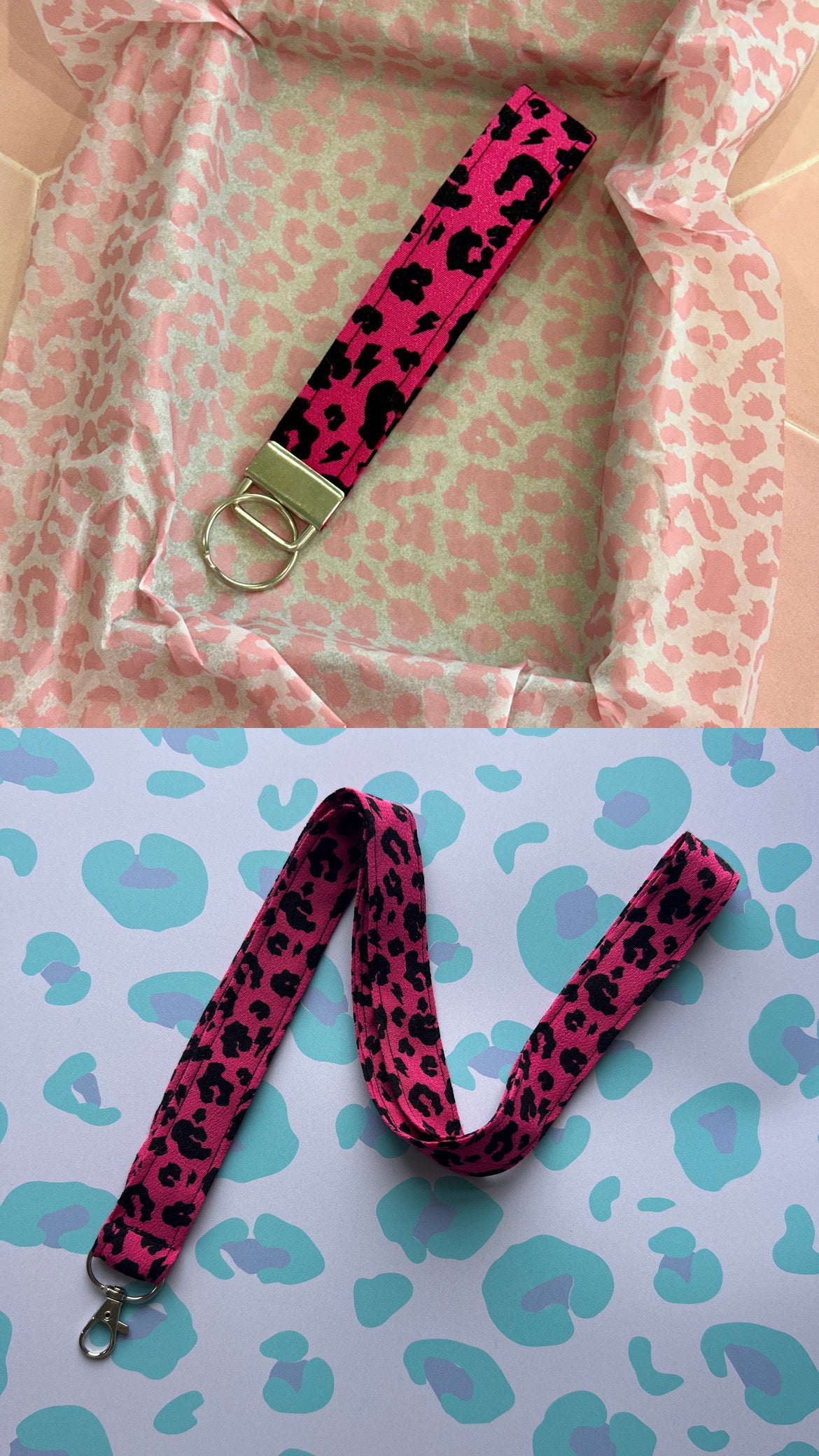 Raspberry Pink Wristlet Keychain and Lanyard Bundle