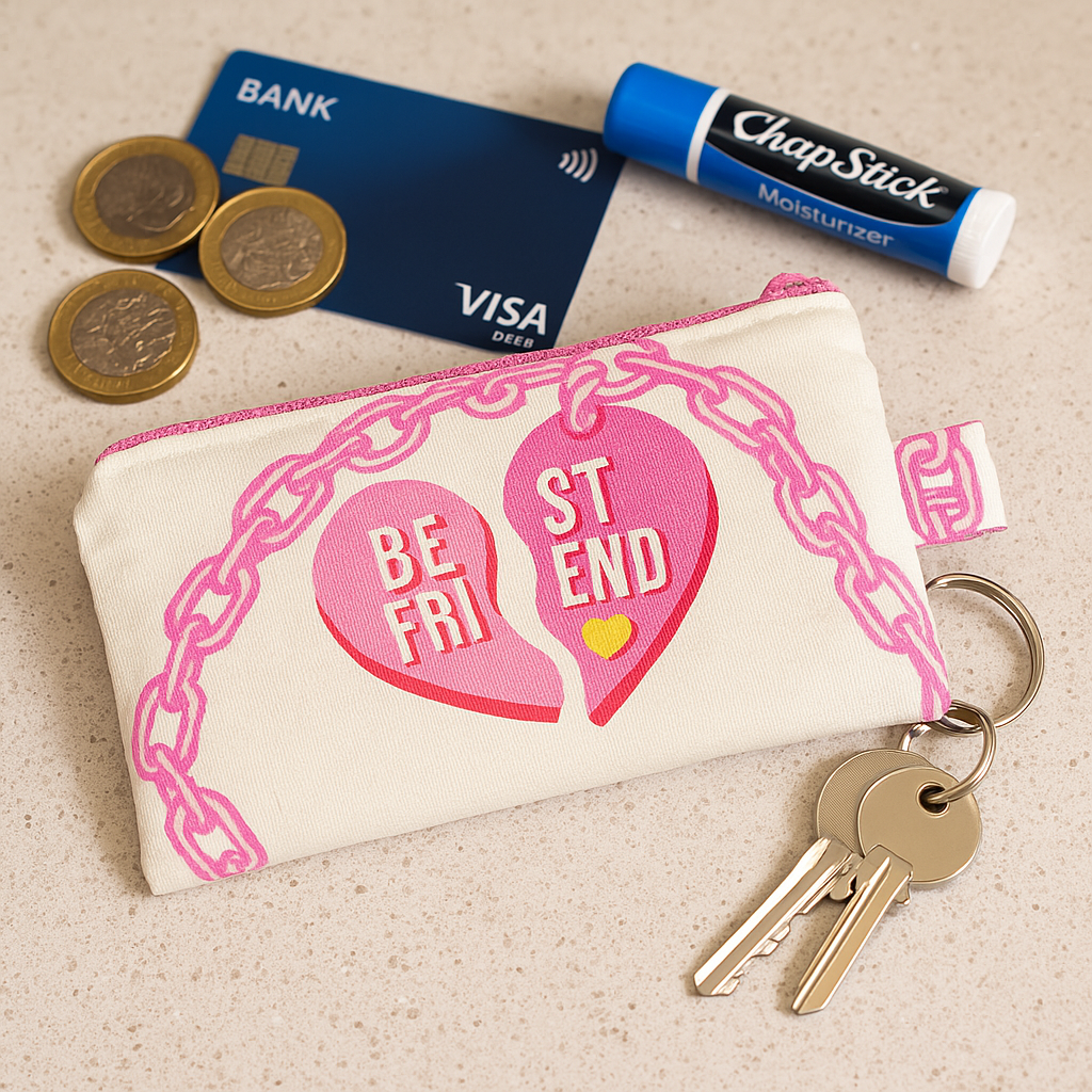 Sew Much Love Besties Coin Purse with keys, money and chapstick
