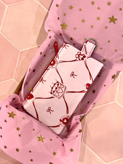 Sew Much Love Pink and Red Coin Purse with cake and bows
