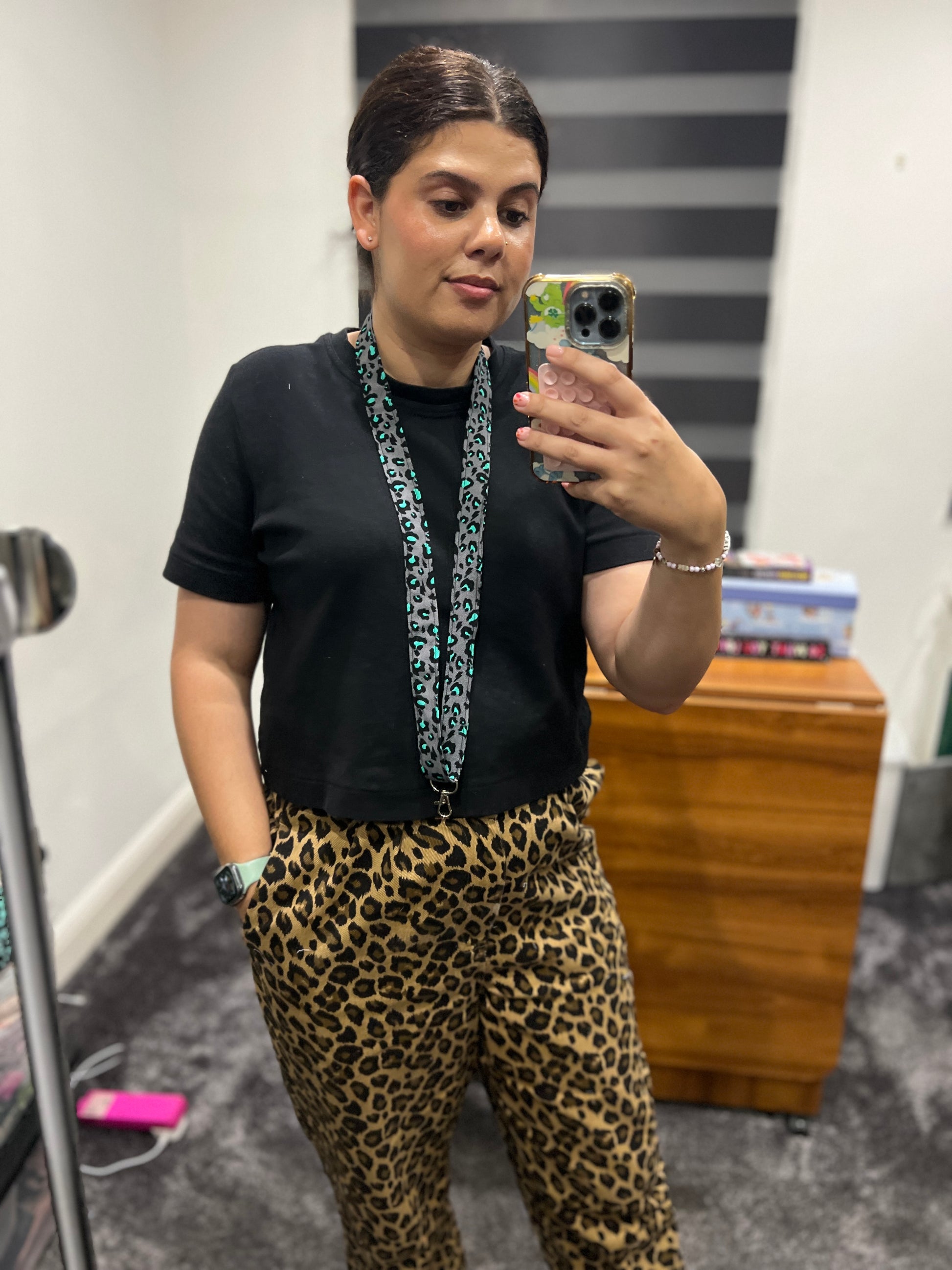 Snow Leopard Print Lanyard