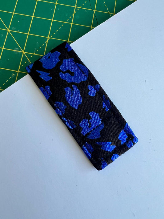Metallic Blue and Black Leopard Print Magnetic Bookmark