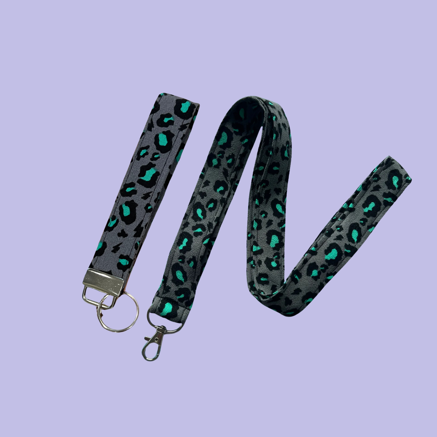 Snow Leopard Wristlet Keychain and Lanyard Bundle